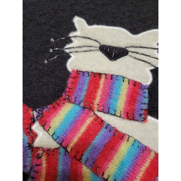 Coldwater Creek Breezy Evenings Cat 100% Wool Zip Vest S Colorful/Winter E24 - Picture 2 of 13